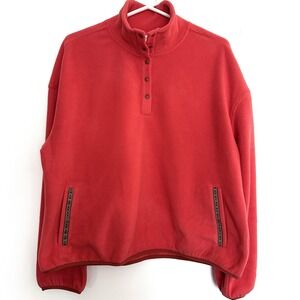 Stoic Fleece Snap Pullover Women Large Red Chelsea Sweatshirt Gorp Granola Hike
